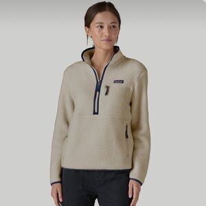 Patagonia Women's Retro Pile Fleece Marsupial Pullover Jacket Natural Small